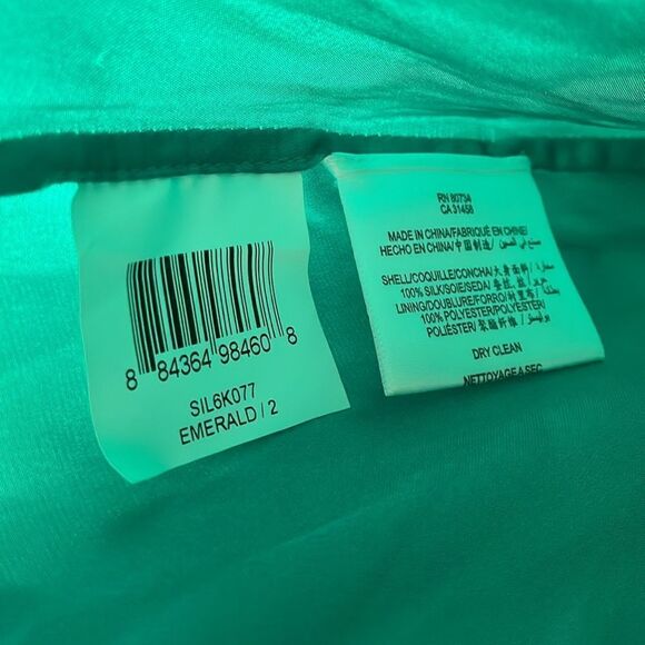 BCBG maxazaria emerald green asymmetrical one shoulder ruffle silk mini dress - Picture 5 of 16